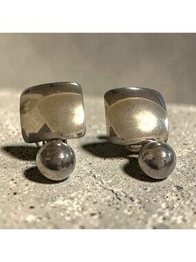 Silpada Sterling Silver Square & Ball Drop Earrings Signed 925 Vintage Jewelry 9
